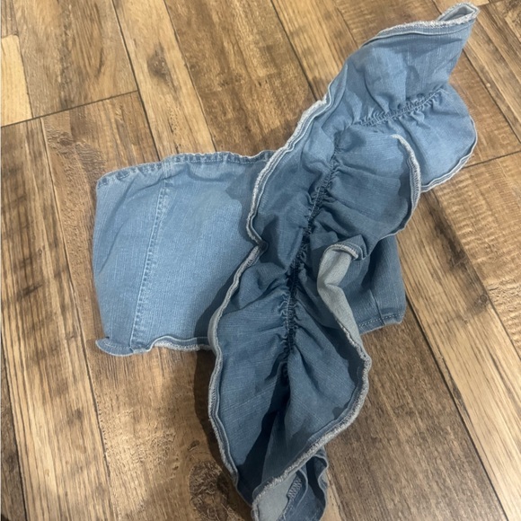 Blue Ruffled Denim Top - Picture 1 of 1